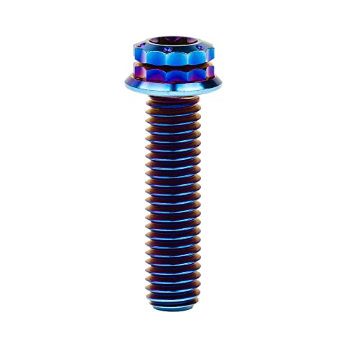 Image of Titanium Flange 12 Point Head M8 x15 20 25 30 35 40 45 50 55 60 65mm Screw Bolt Pack of 4 (M8x30mm, Burning Blue)