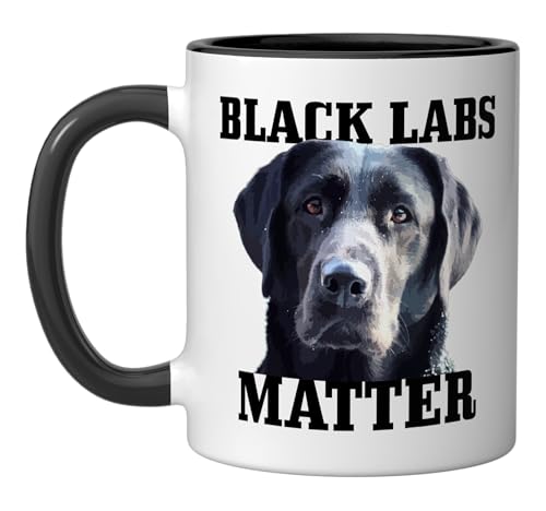 Taza de cerámica negra y blanca Labrador Retriever miniatura 1