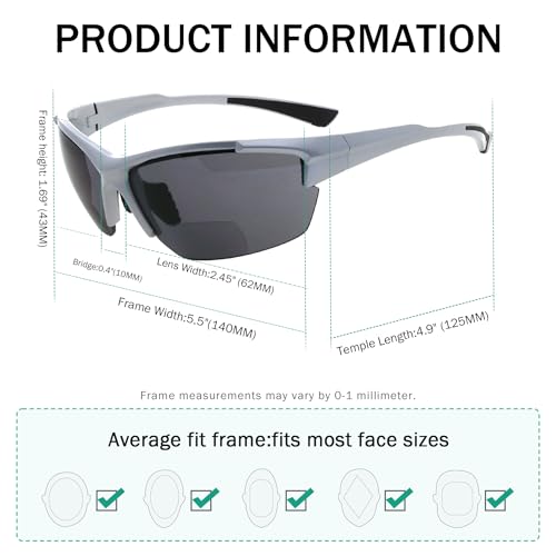 Image of Eyekepper Bifocal Sunglasses for Women Men, Rectangular Frame