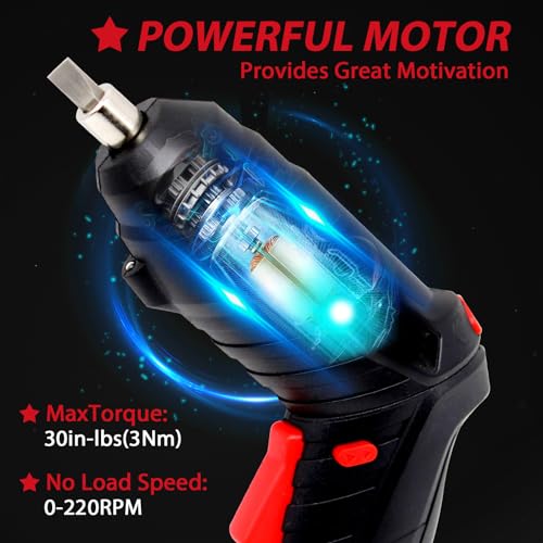 Image of MYMULIKE Cordless Electric Screwdriver, 3.6V Rechargeable Power Screwdriver with 47pcs Accessories, usb Charging, 3Nm Screw Gun, Mini Screwdriver set with LED Light Electric Power Drill Set
