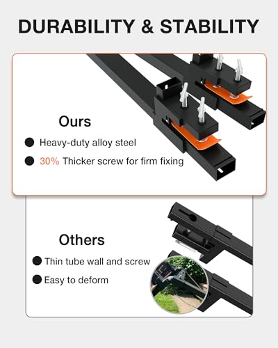 60 Inch Pallet Forks,60" Clamp on Pallet Forks Rated 2000 LBS for Loader Bucket Skid Steer Tractor, 45" x 1.9" Fork Length (Without Stabilizer Bar, Steel, 60")