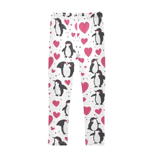 Penguin Red Heart Girls Casual Leggings for Kids Printed Long Pant Bottoms Stretch and Soft