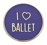 tanzmuster Ballett Pin Anstecker/Button I Love Ballet, Gold-plattiert, hochwertige Hartemaille in lila Tänzerinnen