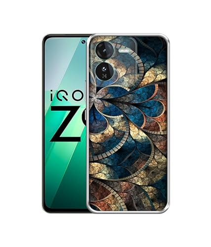 Image of Casotec Fractional Pattern Design Printed Silicon Soft TPU Back Case Cover for iQOO Z9 5G, Multi Colour