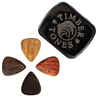 Timber Tones Lot de 4 médiators en bois pour guitare électrique - Les Beatles, Paul McCartney, John Lennon, RIngo Starr, George Harrison