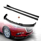 Q1-TECH, 9-Piece Front Bumper Lip Kit &amp; Side Skirt Extensions Diffuser Set Compatible with 2014-2018 Mazda 3, Front Bumper Lip Spoiler Air Chin Body Splitter ABS, Matt Black, 2015 2016 2017