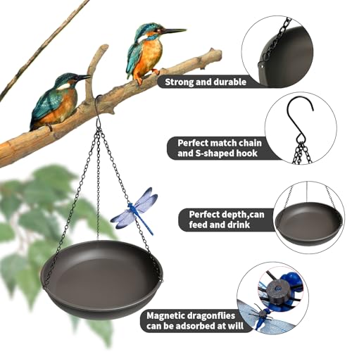 Hanging-Bird-Bath-for-Outside11In-Dark-Curry-Metal-Bird-Feeder-Birdbath-Bowl-with-17Rust-Proof-Black-Chains-for-Garden-Backyard-Decor-with-Magnetic-Dragonfly-Decor Hanging Bird Bath for Outside11In Dark Curry Metal Bird Feeder Birdbath Bowl with 17Rust Proof Black Chains for Garden Backyard Decor with Magnetic Dragonfly Decor