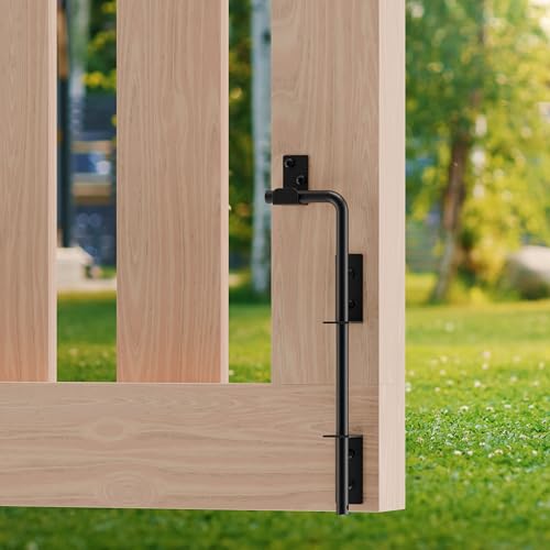 Image of 12 Inch Cane Bolt Gate Drop Rod, Square Heavy Duty Gate Latch, Cane Bolts for Wood Vinyl Metal Fences Gates-(Black Finish,1 Pack)