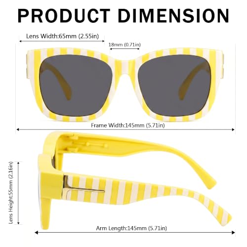 Image of SIPHEW Mirrored Sunglasses Polarized Fit Over Glasses for Women - Trendy Large Square w UV400 Protection Sun Glasses