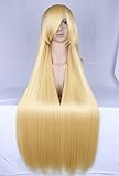 Simpleyourstyle Women Anime Cosplay Wigs 100cm 39.4inch Long Straight Synthetic Full Rose Network Lace Wigs for Women Black Brown Purple Pink Blue Red White Green Blonde Wigs U Pick (Yellow)