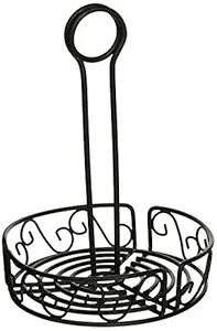 Winco WBKH-6R Round Wire Condiment Caddy, 6.25-Inch, Black