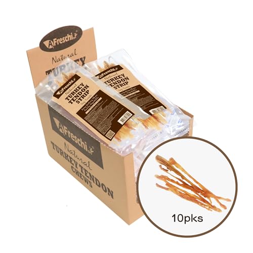 AFreschi-Turkey-Tendons-for-Dogs-USA-Sourced-Healthy-Dog-Treats-Rawhide-Free-Puppy-Chews-Long-Lasting-All-Natural-Hypoallergenic-Dog-Treats-for-Small-Breeds-10-Pack-Box-Strips AFreschi Turkey Tendons for Dogs, USA-Sourced, Healthy Dog Treats, Rawhide-Free Puppy Chews, Long Lasting, All Natural, Hypoallergenic Dog Treats for Small Breeds, 10 Pack Box Strips - Image 1