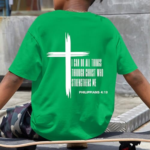 Image of KEEVICI Boys Christian Graphic Tees God Jesus Shirts for Kids Cross Faith Bible Verse Inspirational Religious Cotton T Shirt