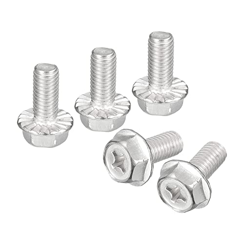 Image of uxcell M8x18mm Phillips Hex Head Flange Bolts, 5pcs 304 Stainless Steel Hexagon Phillips Flange Head Hex Bolts Machine Screws