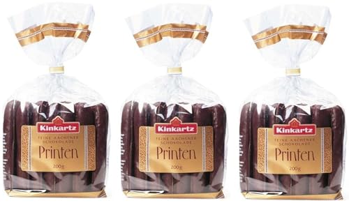 Kinkartz Schokoladenprinten -- 3 x 200g -- Weiche Printen mit edler Zartbitterschokolade überzogen gebacken nach traditionsreichem Kinkartz Hausrezept.