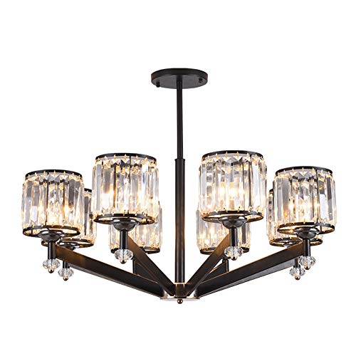 Lustre en cristal moderne noir 3 lumières luminaire suspendu vintage