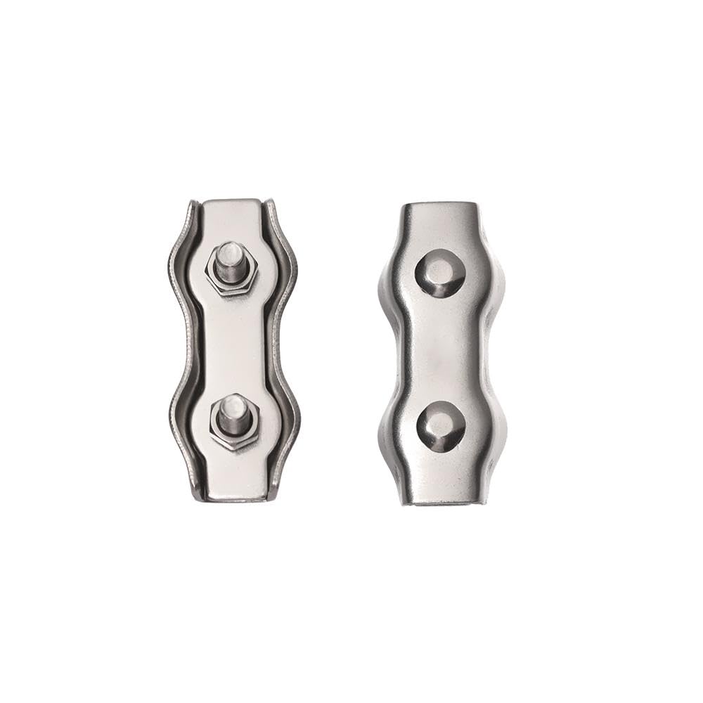 Attaches Pour CâBles MéTalliques 5 pièces M2-M5 en acier inoxydable Simplex 1/2-post boulon pince câble serre-câble étrier corde Simple poignée(Duplex-M5)