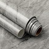 Very Berry Sticker Marble Contact Paper (Deep Gray, 24' x 78', 1 Pack) Premium Peel and Stick Wallpaper for Countertop, Bathroom Vanities & Cabinets, Renter Friendly, Waterproof Vinyl