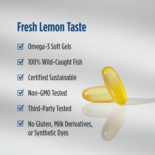 Image of Nordic Naturals ProOmega-D, Lemon Flavor - 180 Soft Gels - 1280 mg Omega-3 + 1000 IU D3 - High-Potency Fish Oil - EPA & DHA - Brain, Eye, Heart, & Immune Health - Non-GMO - 90 Servings