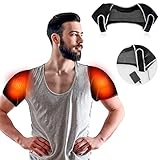 Heating Shoulder Pad Wrap Brace, Electric 3 Heated Settings, Cordless Battery Operated Wireless Portable Pads Hot Cold Therapy Gifts for Adults Men Women, Frozen Rotator Cuff Relax Muscle Pain Relief