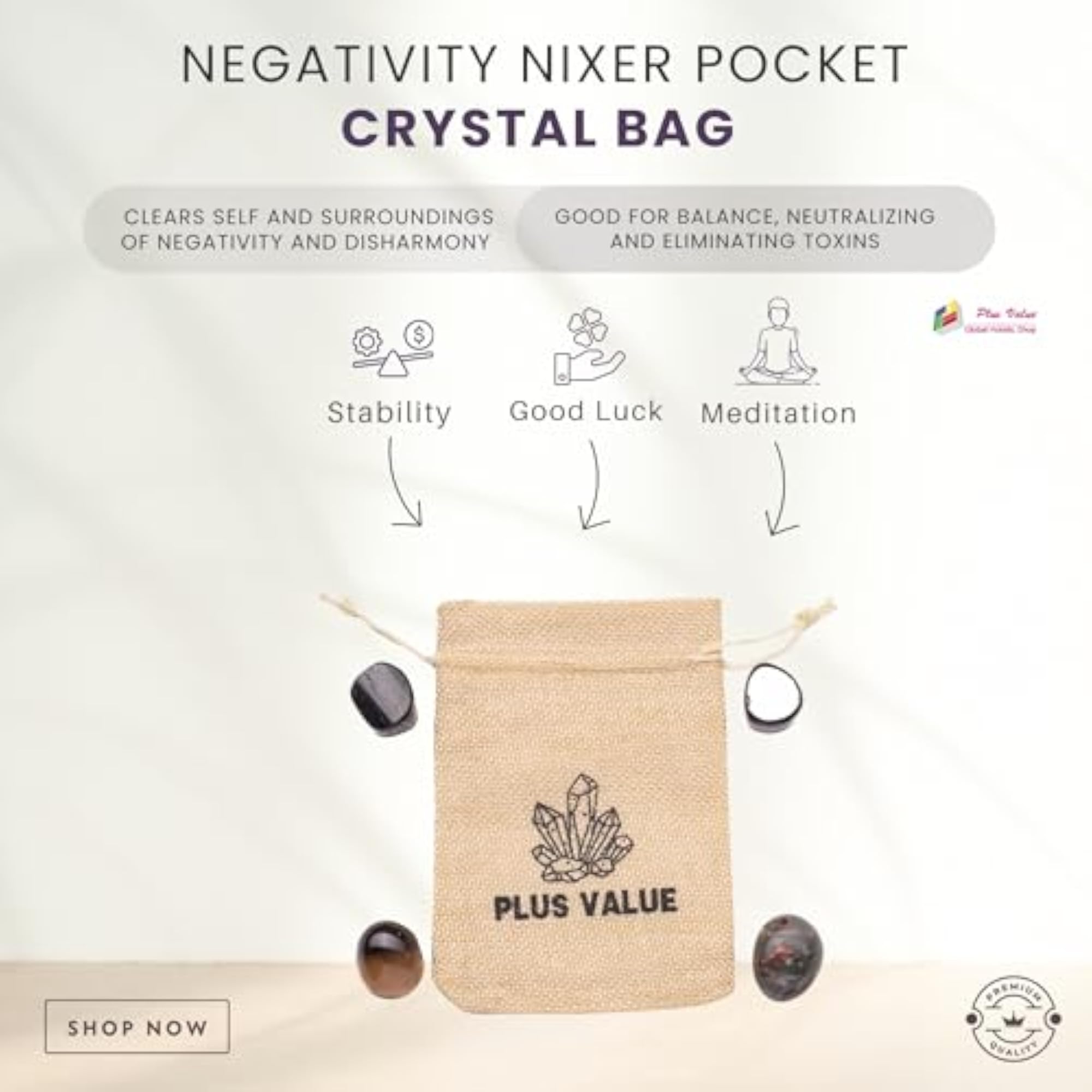 Negativity Nixer Pocket Reiki Healing Crystal Bag