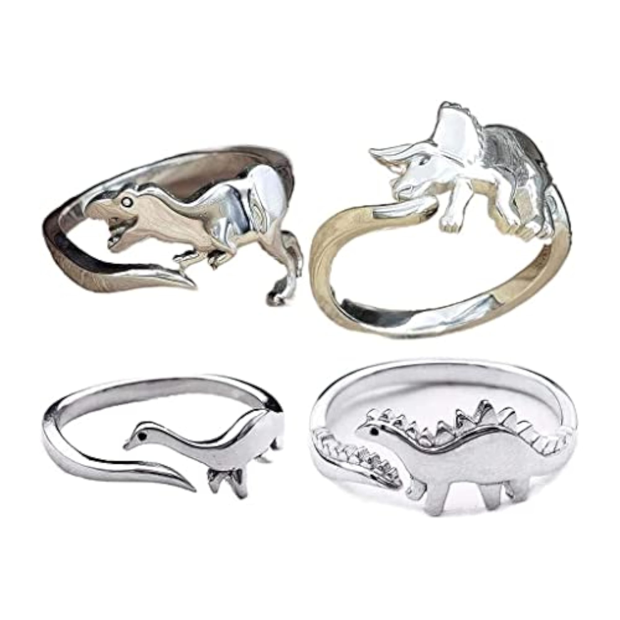 4-Pack Stylish Dinosaur Theme Alloy Rings