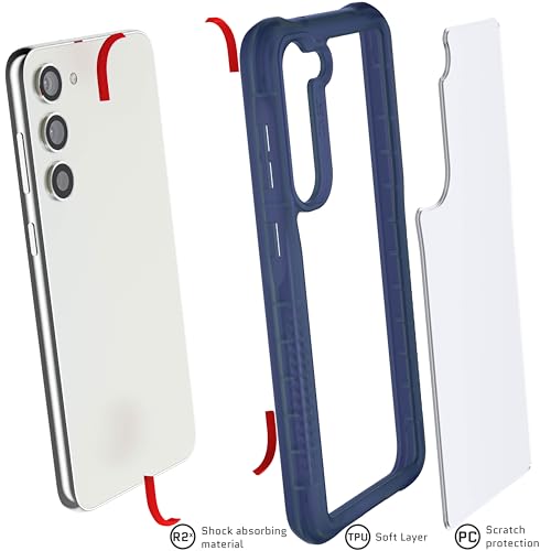 Image of Ghostek Covert Galaxy S23 Plus Case Clear with Military Grade Shockproof Protection, Non-Slip Grip, Protective Silicone Phone Cover Designed for 2023 Galaxy S23+ (6.6 inch) (Blue)