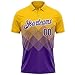 Custom Yellow Purple Fade Polo Shirt Men Women Youth, Casual Sports Bowling Shirts Golf Dart Team Jersey Fashion Short Sleeve Pullover Work Business T-Shirt Personalized Printed Text Blank Tennis Tee