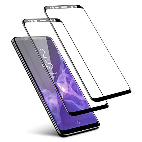 Galaxy S9 Screen Protector (2 Packs), Basesailor Anti-Scratch, HD Clear, Case Friendly 3D Curved Tempered Glass Protector Compatible Samsung Galaxy S9 9 (Not Galaxy S9 Plus) (Black)