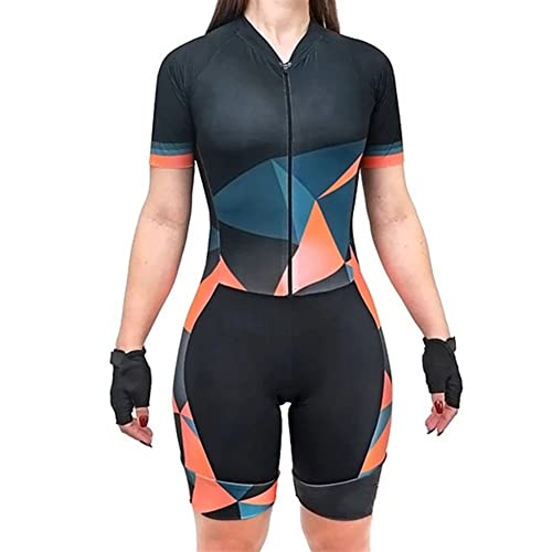 Damen Triathlon Race Anzug Radfahren Anzugsuit Trisuit Kurzarm Einteilige...