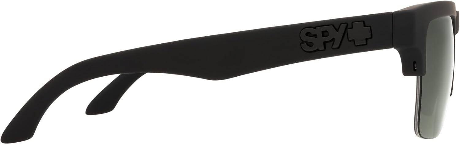 Spy Optic Helm 50/50, Square Semi-rimless Sunglasses, Color and Contrast Enhancing Lenses, Soft Matte Black - Happy Gray Green Polarize Lenses