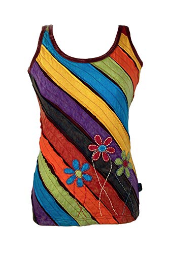 Agan Traders Women's 2025 Winter Tops for Women - Knit Stretchy Rib Cotton Funky Boho Gypsy Patchwork Winter Tank Top Cami (0080 RB, M, Mu)