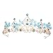 FRCOLOR Little Girl Crown, Blue Rhinestone Pearl Elegant Tiara Princess Crystal Headdress Decor for Parties Porm