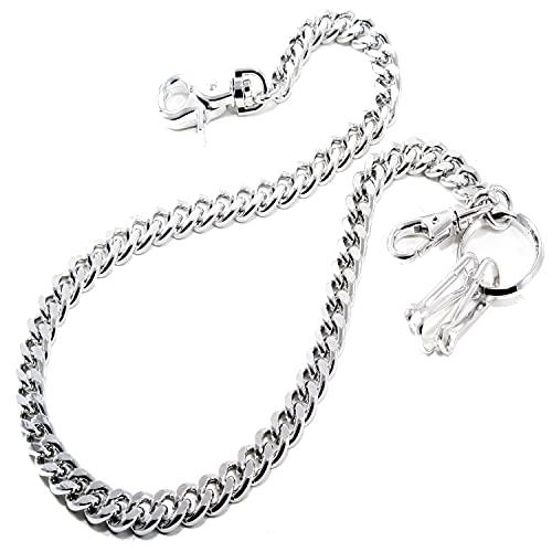 Double K Simple Strong Pocket Keychain with Both Ends Lobster Clasps and Extra Ring Keychain Wallet Chain (20inch) (CS150 SILVER)2