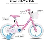 JOYSTAR Fairy 12" 14" 16" 18” Inch Kids Bike with Training Wheels & Handbrake for 2-9 Years Old Girls (Pink & Purple)