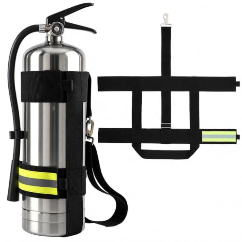 Image of Shyyween 4 Pcs Adjustable Fire Extinguisher Carrying Strap, Reflective Firefighter Water Can Extinguisher Strap High-Strength Nylon Harness with Metal Buckle Fire Safety Gear (Green)