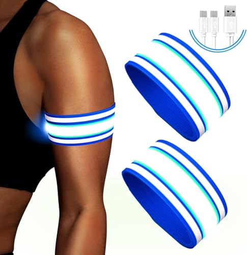 2個ランニング ライト Type-C充電式 LEDアームバンド ウォーキング 反射バンド 夜間 ランニング ライト ウォーキング 自転車 反射板 犬散歩 セーフティー グッズ 安全対策 視認性アップ サイズ 調整可能