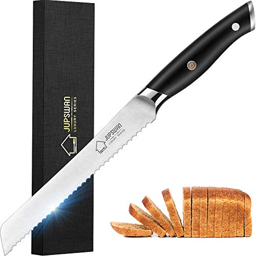 Jupswan Serrated Bread Knife Ultra-Sharp Stainless Steel Professional Grade Bread Cutter - Cuts Homemade Bread Thick Loaves Effortlessly