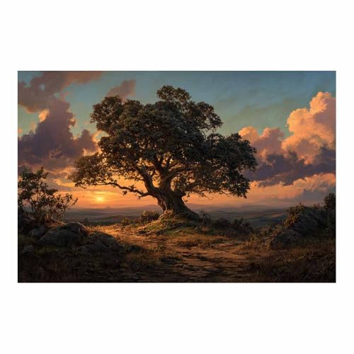 Tableau mural arbre de vie vert 50x70cm pour décorer un salon ou une salle de bain