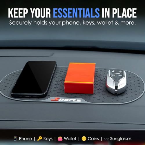 Image of RIGGEAR Car Dashboard Anti-Slip Mat, Universal Sticky Rubber Grip Pad for Mobile Phone, Sunglasses, Keys, Coins- Washable Reusable Anti-Skid Dashboard Mat - DashGrip Essential