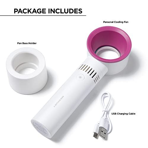 Merkury Innovations Whirlwind Personal Cooling Fan, No Blades, Rechargeable With Usb Cable, Mini Bladeless Fan For Travel, Handheld Or Hands-Free, Pink #TOP6