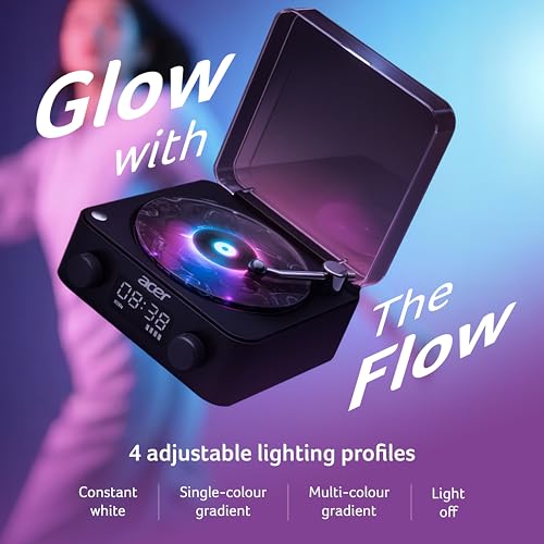 Image of Acer DreamWave Bluetooth 5W Speaker with Built-in 1500mAh Battery | TF Card & AUX Support | Water Ripple Night Light, White Noise Sound Machine, RGB Ambient Lamp, Portable Bedside Device