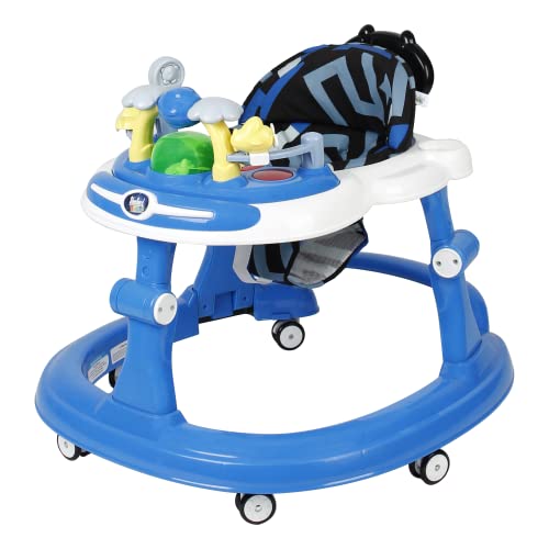 Steelbird Walk-N-Hop Unisex Anti Fall Toddler Hop, Sit & Stand Walker with Removable Toy Tray and 3 Height Adjustment (Blue)