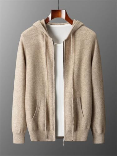 Men's Winter Cardigan 100 Percent Merino Wool Casual Hooded Open Stitch Solid with Pockets Thick Knit2