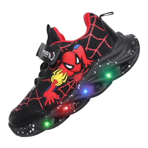 Jasmeko Zapatillas con Luces para Niños, Zapatos Deportivas LED para Niños Pequeños, Zapatillas Deporte Tenis Luz Intermitentes Luminosos (A-Black,23)