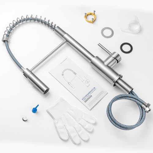 Cecipa Rubinetto Lavello Cucina, Miscelatore Cucina Con Doccetta Estraibile, Rubinetto Cucina Con Due Tipi Di Getto D'acqua, Miscelatore Lavello Cucina Ad Arco Alto, Acciaio Inossidabile Spazzolato - 7