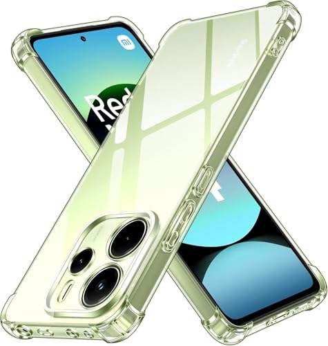 Image of Lustree Back Cover for Redmi Note 14 5G / Redmi Note 14 SE, Transparent TPU Shockproof Case with Four Corner Protection & Raised Camera Guard, Slim Protective Phone Cover