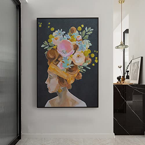Art mural peinture à l'huile fleur abstraite, grand tableau poétique fait main