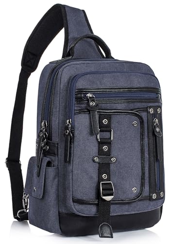 Bolsa de hombro para senderismo y laptop en lona XL azul
