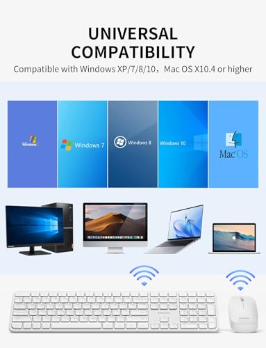 Image of Philips Wireless Keyboard and Mouse Combo,2.4G 2 in 1 Receiver Cordless Full Size Keyboard and Mice,Ultra Slim and Quiet Keyboard & Ergonomic Mice for Windows XP /7 /8 /10,Mac OS X10.4 or Higher-White